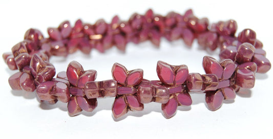 Table Cut Butterfly Beads, Opal Pink Bronze (71010B-14415), Glass, Czech Republic