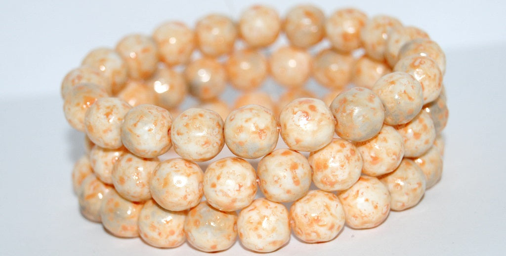 Round Pressed Glass Beads Orange Fruit, Lava Glass Orange (LAVA-GLASS-ORANGE), Glass, Czech Republic