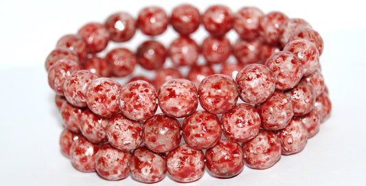 Round Pressed Glass Beads Orange Fruit, Lava Glass Red (LAVA-GLASS-RED), Glass, Czech Republic