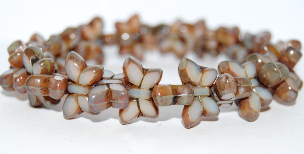 Table Cut Butterfly Beads, Opal Gray Picasso (41000-43400), Glass, Czech Republic