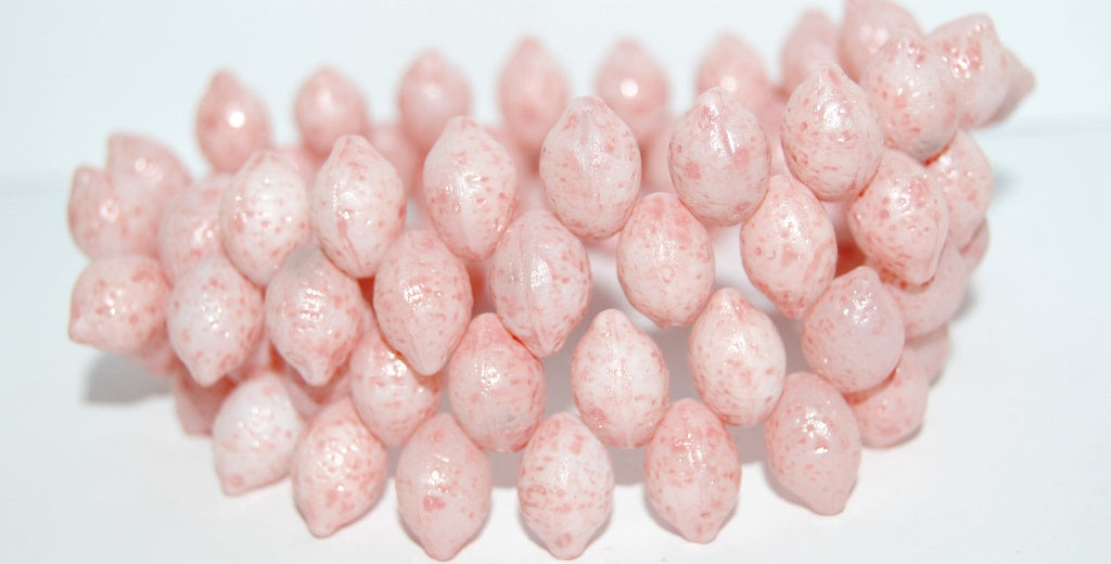 Lemon Friut Pressed Glass Beads, Lava Glass Pink (LAVA-GLASS-PINK), Glass, Czech Republic