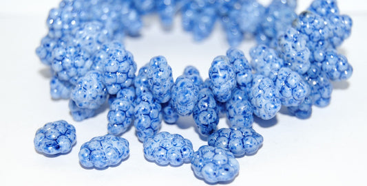 Grape Fruit Pressed Glass Beads, Lava Glass Blue (LAVA-GLASS-BLUE), Glass, Czech Republic