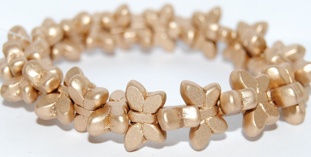 Table Cut Butterfly Beads, Aztec Pale Gold (01710), Glass, Czech Republic