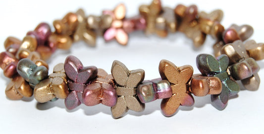 Table Cut Butterfly Beads, Yellow Gold Metallic Iris (01620), Glass, Czech Republic