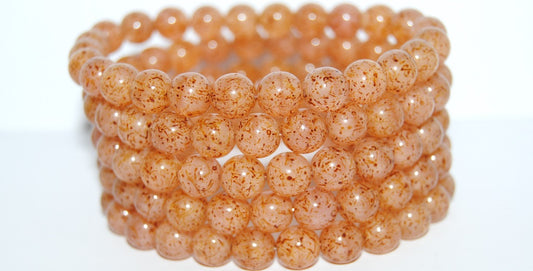 Round Pressed Glass Beads Druck, 8701 Travertin (08701-86800), Glass, Czech Republic