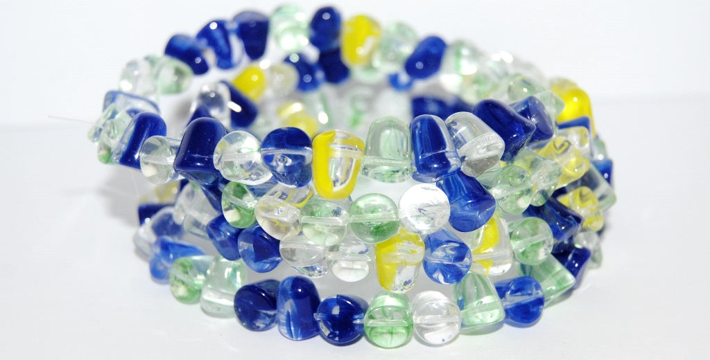 Shaped Stone Like Pressed Glass Beads, Mixed Colors Color (MIX-COLOR), Glass, Czech Republic