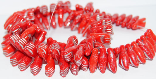 Hand Shaped Pressed Glass Beads, Mixed Colors Coral Silver Lined (MIX-CORAL-54201), Glass, Czech Republic