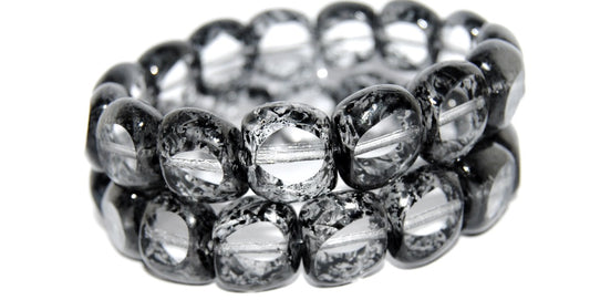 Table Cut Beads, Crystal Lava Glass Black (00030-LAVA-GLASS-BLACK), Glass, Czech Republic