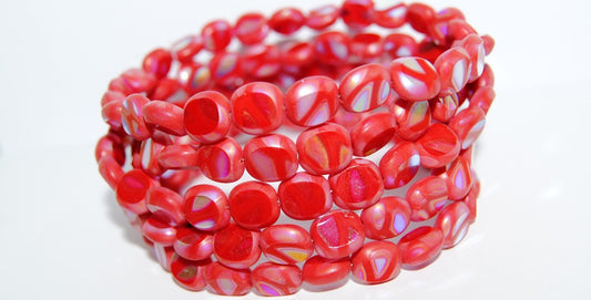 Table Cut Round Candy Beads, Red Batika Piko (93190-BATIKA-PIKO), Glass, Czech Republic