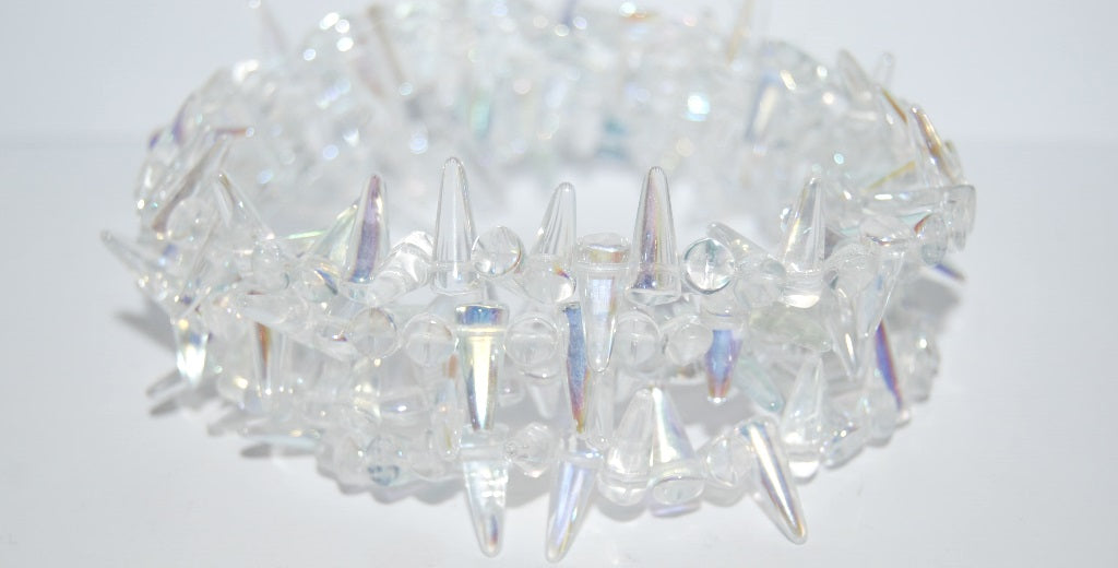 Spike Thorn Beads Crystal Ab (00030-AB), Glass, Czech Republic