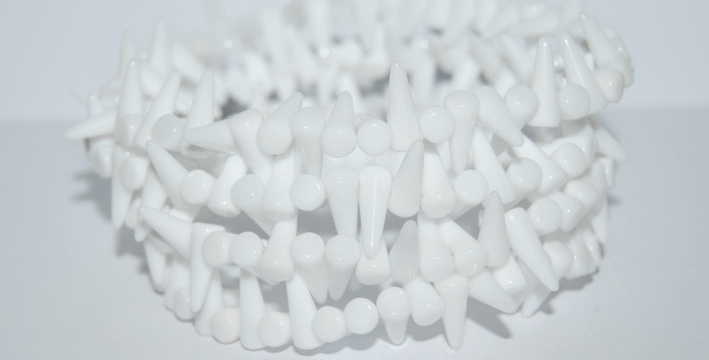 Spike Thorn Beads Chalk White (03000), Glass, Czech Republic