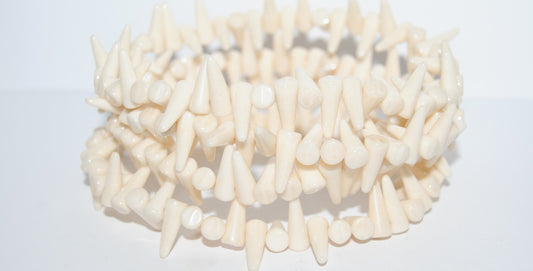 Spike Thorn Beads Chalk White Luster Brown Full Coated (03000-14413), Glass, Czech Republic