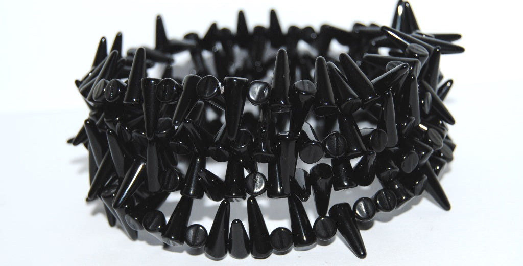 Spike Thorn Beads Black (23980), Glass, Czech Republic