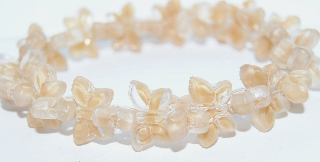 Table Cut Butterfly Beads, 17028 Luster Cream (17028-14401), Glass, Czech Republic