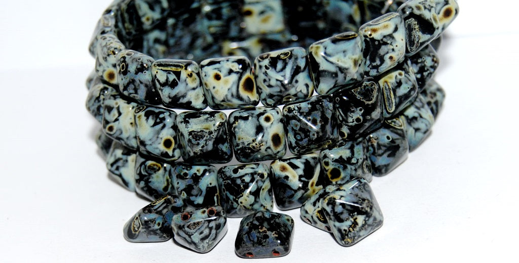 Pressed Glass Beads Pillow, Pre Pyramid 2H 1312 Black Stain Strong (PRE-PYRAMID-2H-1312-23980-86805), Glass, Czech Republic