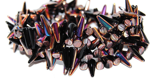Spike Thorn Beads Black Sliperit (23980-29500), Glass, Czech Republic