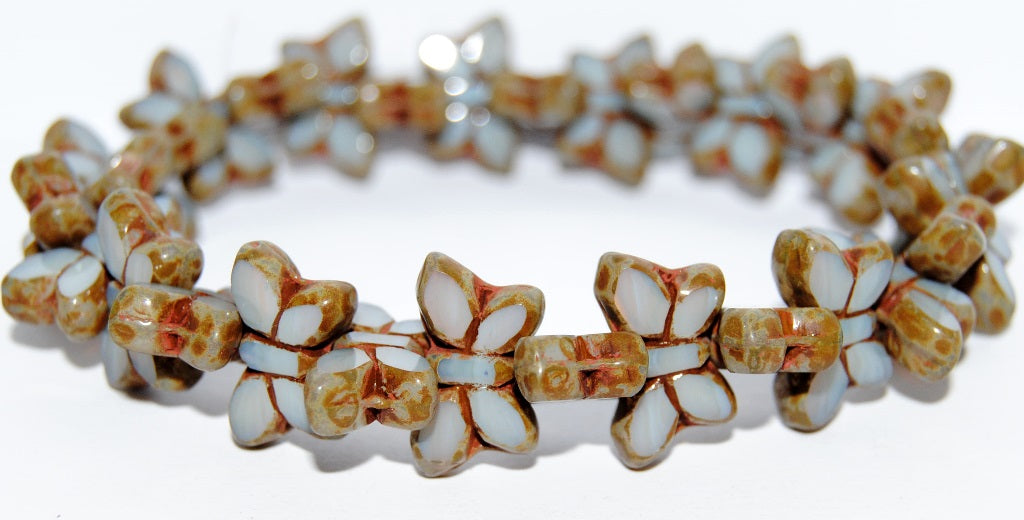 Table Cut Butterfly Beads, Opal Gray Travertin (41000-86800), Glass, Czech Republic