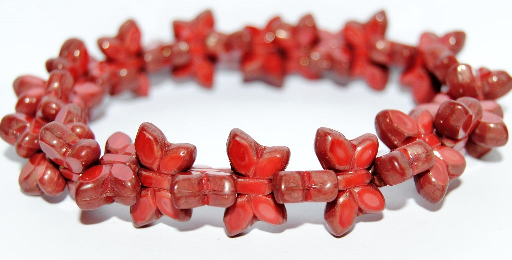 Table Cut Butterfly Beads, Red Luster Violet Full Coated (93400-14496), Glass, Czech Republic