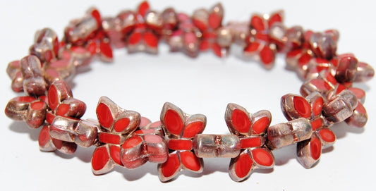 Table Cut Butterfly Beads, Red Luster Copper Full Coated (93400-14435), Glass, Czech Republic