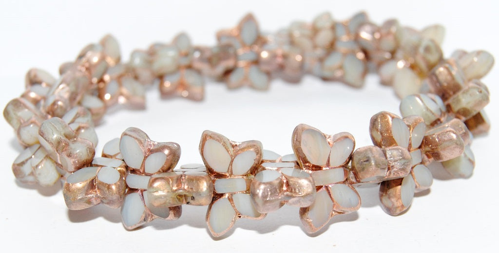 Table Cut Butterfly Beads, Opal Orange Bronze (11000-14415), Glass, Czech Republic