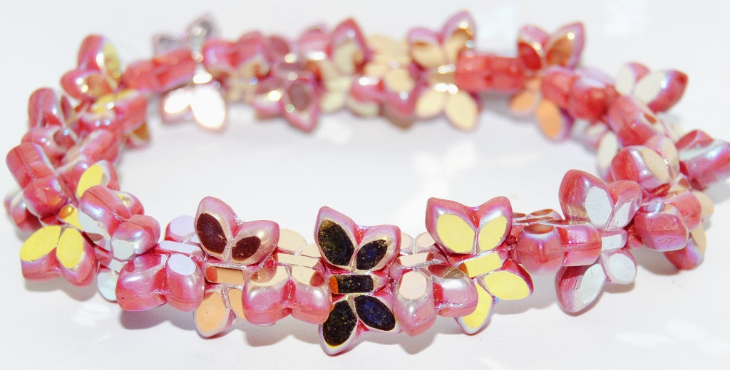 Table Cut Butterfly Beads, Red Ab2Xside (93400-AB2XSIDE), Glass, Czech Republic
