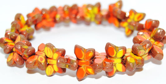 Table Cut Butterfly Beads, 93148312 Bronze (93148312-14415), Glass, Czech Republic