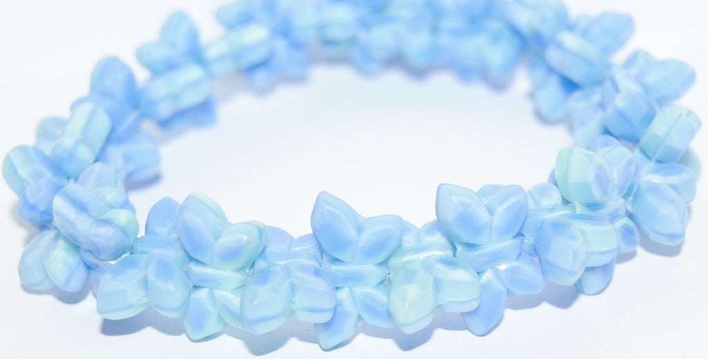 Table Cut Butterfly Beads, Mix Blue Green Matte (37504-M), Glass, Czech Republic