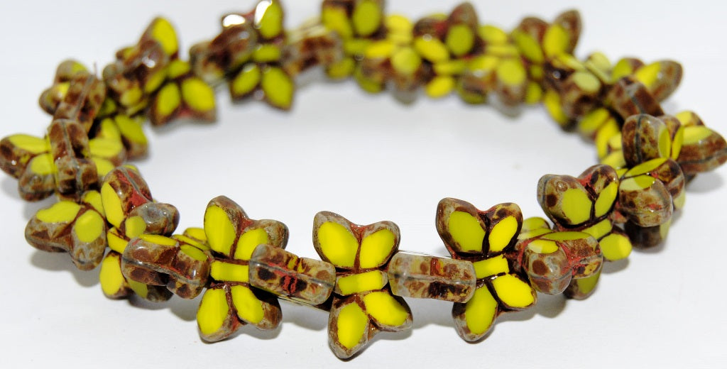 Table Cut Butterfly Beads, 87553 Travertin (87553-86800), Glass, Czech Republic