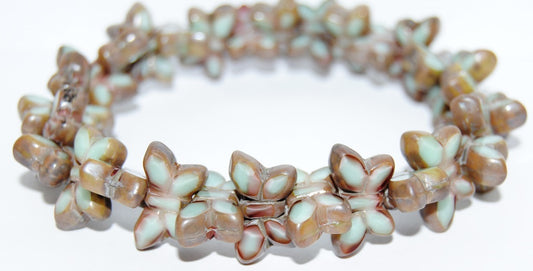 Table Cut Butterfly Beads, 37553 Picasso (37553-43400), Glass, Czech Republic