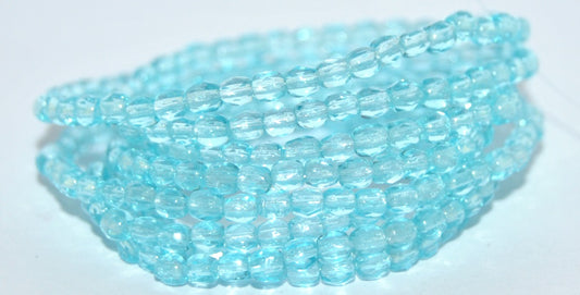 Czech Glass Hand Made Lampwork Beads Lines With Aventurine, Transparent Aqua (3-60000), Glass, Czech Republic