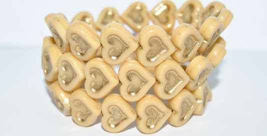 Heart With Heart Pressed Glass Beads, (13010 54202), Glass, Czech Republic