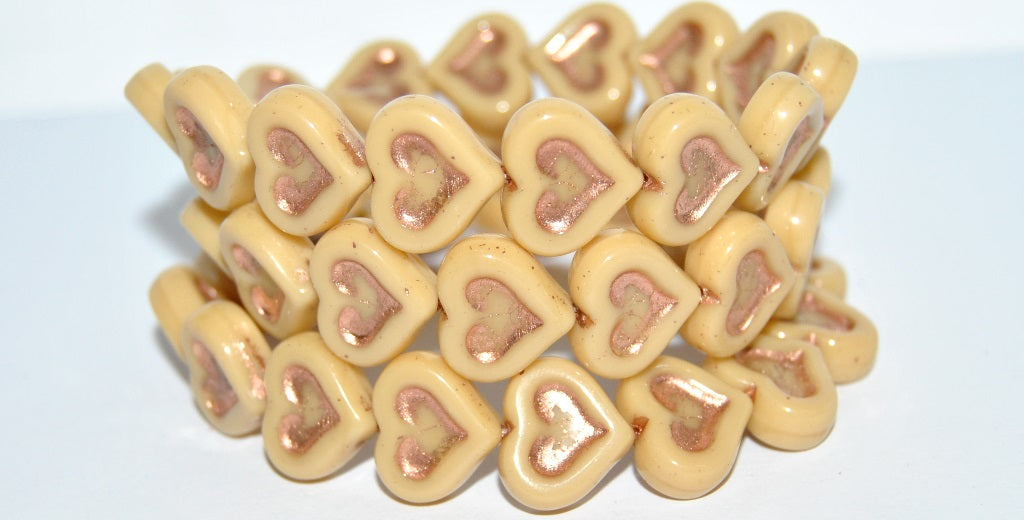 Heart With Heart Pressed Glass Beads, (13010 54200), Glass, Czech Republic