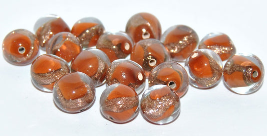 Czech Glass Hand Made Round Lampwork Beads With Aventurine, (10 A), Glass, Czech Republic