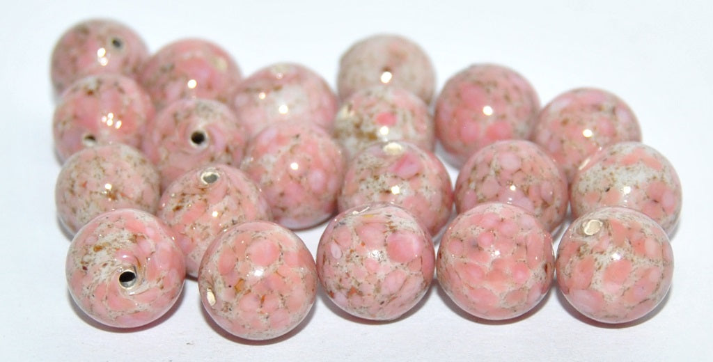 Czech Glass Hand Made Round Lampwork Beads Stone Effect, (G), Glass, Czech Republic