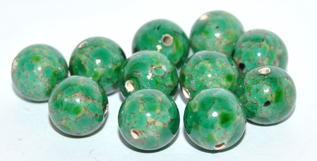 Czech Glass Hand Made Round Lampwork Beads Stone Effect, (J), Glass, Czech Republic