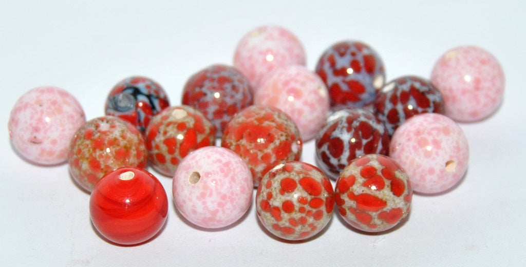 Czech Glass Hand Made Round Lampwork Beads Stone Effect, (O), Glass, Czech Republic