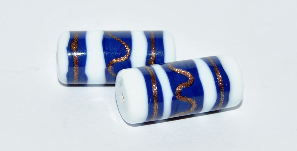 Czech Glass Hand Made Roller Tube Lampwork Beads, (B), Glass, Czech Republic