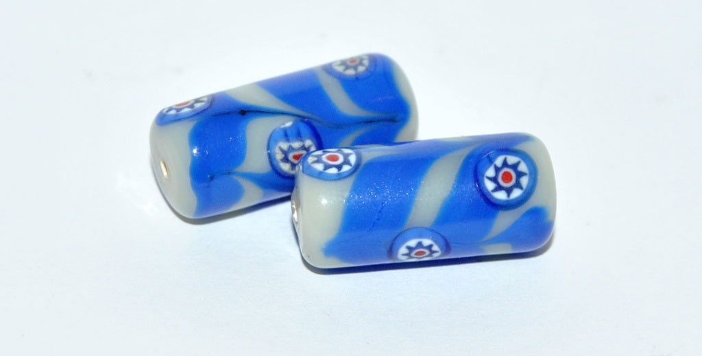 Czech Glass Hand Made Roller Tube Lampwork Beads, (C), Glass, Czech Republic