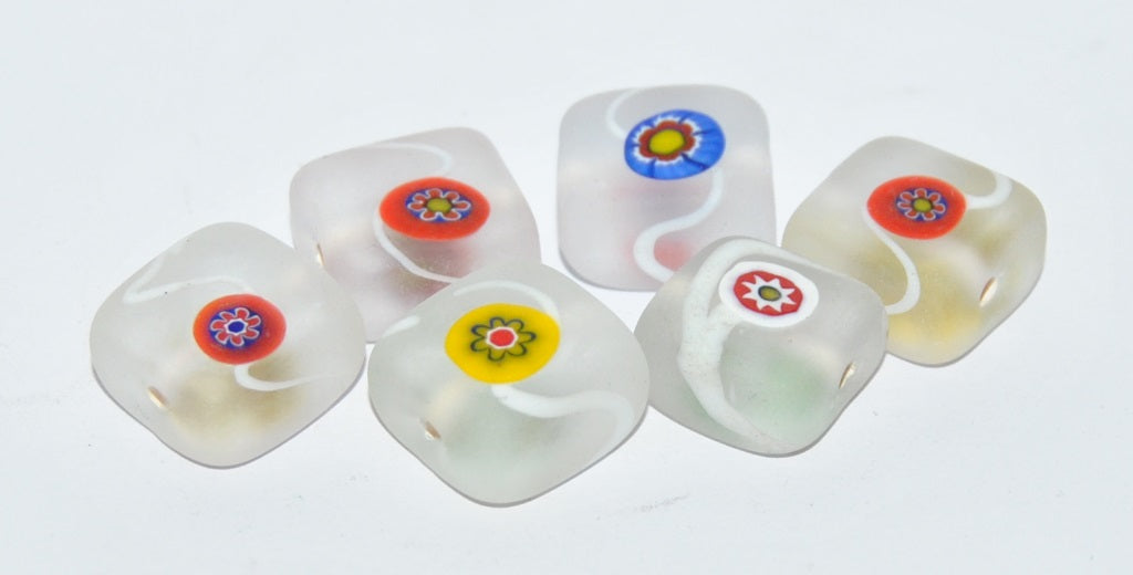 Czech Glass Hand Made Square Lampwork Beads, (13 A), Glass, Czech Republic