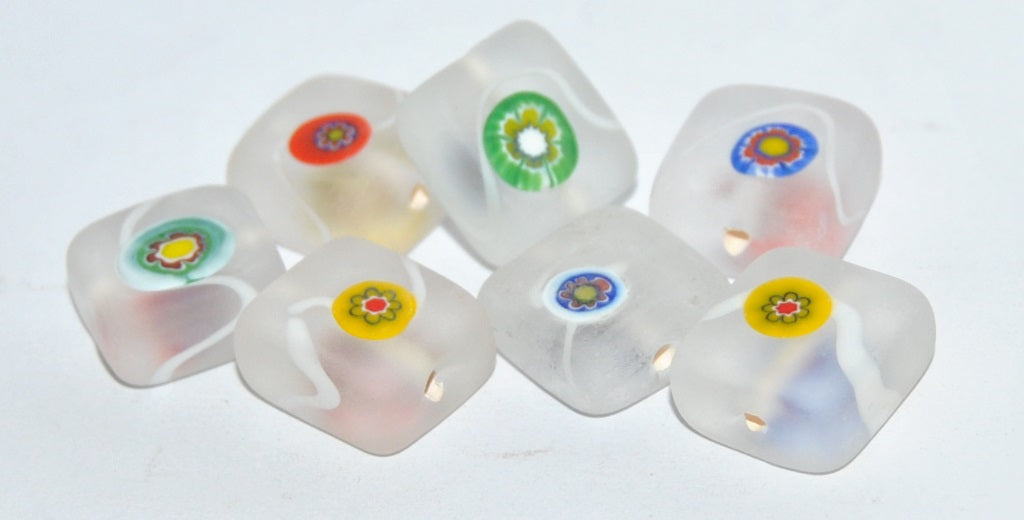 Czech Glass Hand Made Square Lampwork Beads, (14 A), Glass, Czech Republic