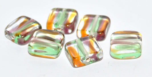 Czech Glass Hand Made Square Lampwork Beads, (14 F), Glass, Czech Republic