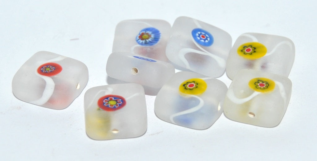 Czech Glass Hand Made Square Lampwork Beads, (15 F), Glass, Czech Republic