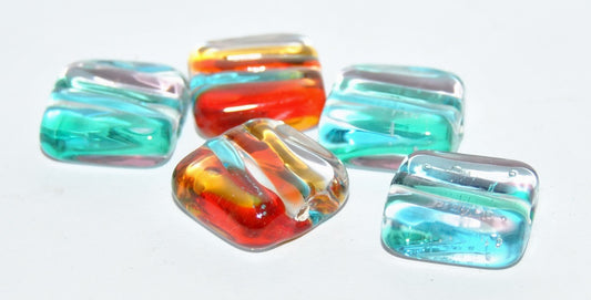 Czech Glass Hand Made Square Lampwork Beads, (15 G), Glass, Czech Republic