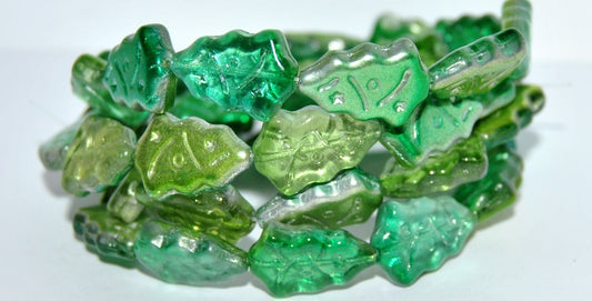 Christmas Tree Decorated Pressed Glass Beads, 48210 (48210), Glass, Czech Republic