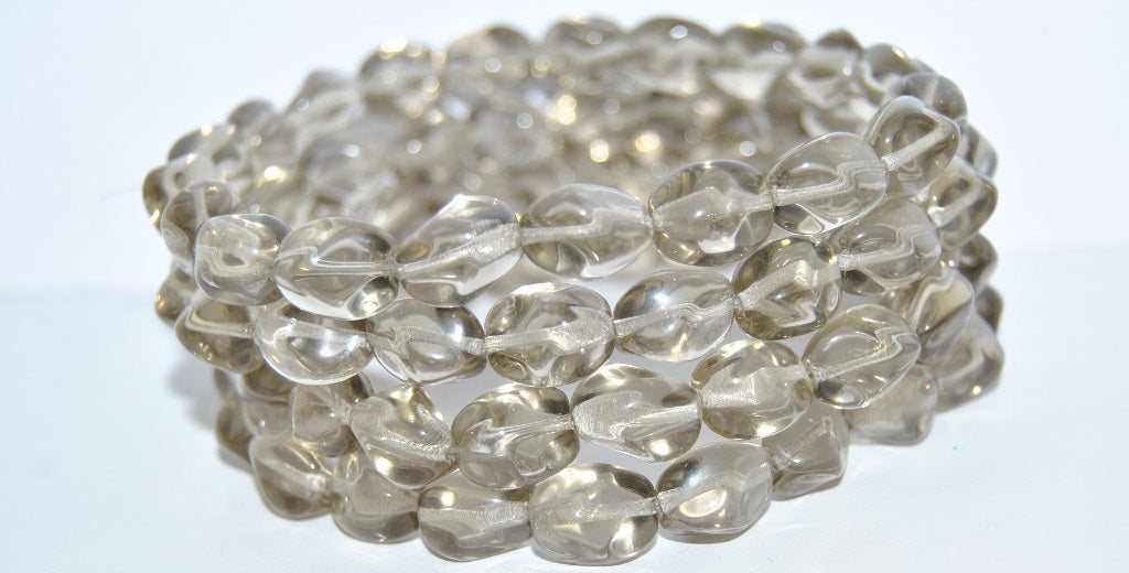 Pressed Glass Beads, L Pre30232 1210 Gray (L-PRE30232-1210-40010), Glass, Czech Republic