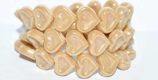 Heart With Heart Pressed Glass Beads, 13010 Hematite (13010 14400), Glass, Czech Republic