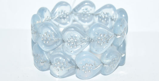 Heart With Simple Flower Pressed Glass Beads, (1000 54201), Glass, Czech Republic