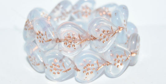 Heart With Simple Flower Pressed Glass Beads, (1000 54200), Glass, Czech Republic