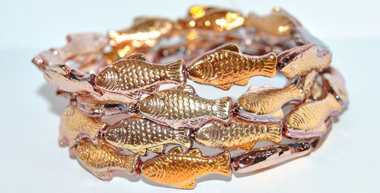 Fish Pressed Glass Beads,Crystal Rose Gold Capri 2Xside (00030-27101-2XSIDE), Glass, Czech Republic