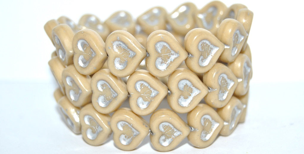 Heart With Heart Pressed Glass Beads, (13010 54201), Glass, Czech Republic